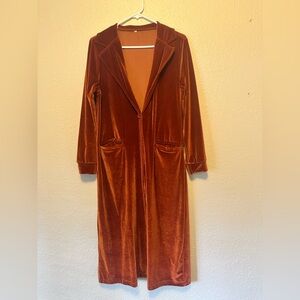 NWOT Rust Velvet Long Coat